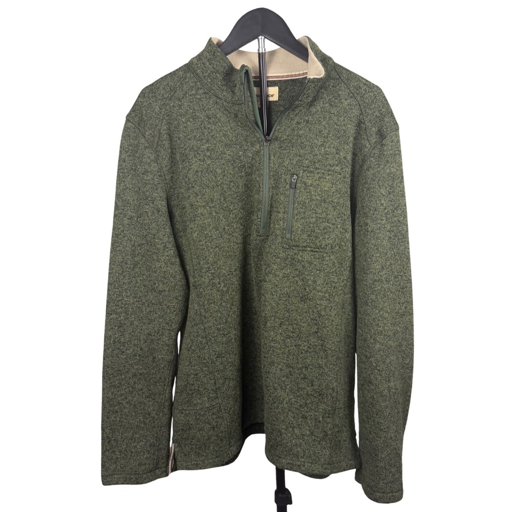 Woolrich Mens XL Quarter Zip Sweater Fleece Pullover Olive Green HMQ00235
